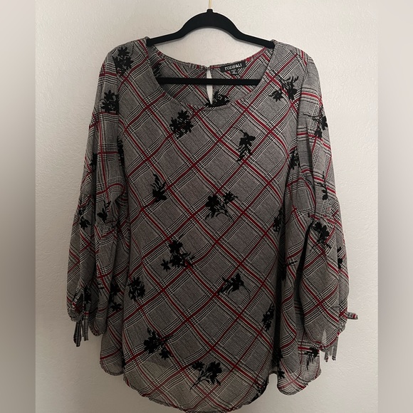 Roz & Ali Tops - Roz & Ali Plus Size Blouse Tie Sleeves